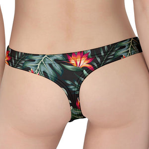 Hawaiian Tropical Plants Pattern Print Women's Thong