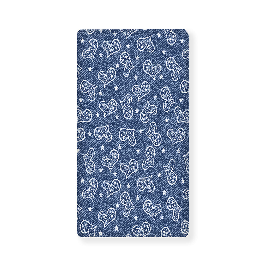 Heart And Star Denim Jeans Pattern Print Baby Crib Sheet