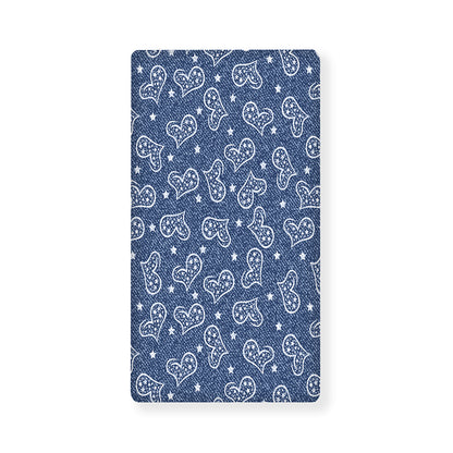 Heart And Star Denim Jeans Pattern Print Baby Crib Sheet