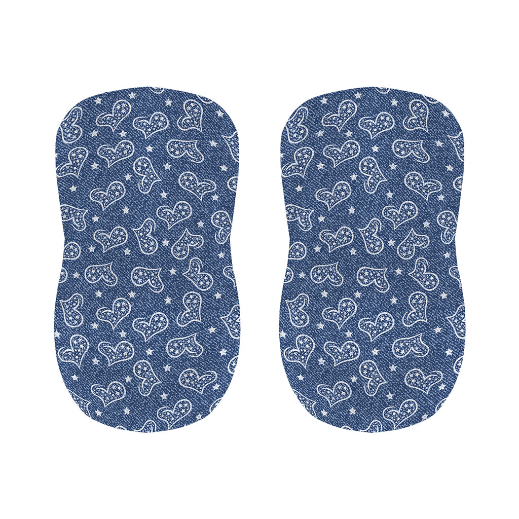Heart And Star Denim Jeans Pattern Print Bar Stool Covers