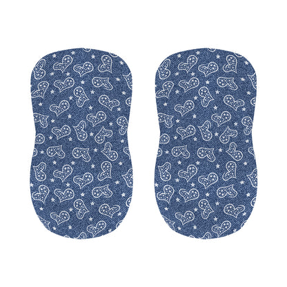 Heart And Star Denim Jeans Pattern Print Bar Stool Covers
