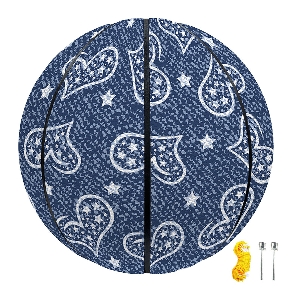 Heart And Star Denim Jeans Pattern Print Basketball