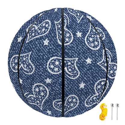 Heart And Star Denim Jeans Pattern Print Basketball
