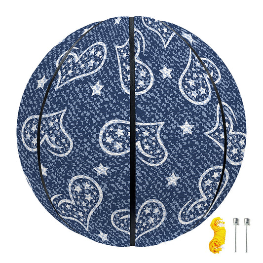 Heart And Star Denim Jeans Pattern Print Basketball