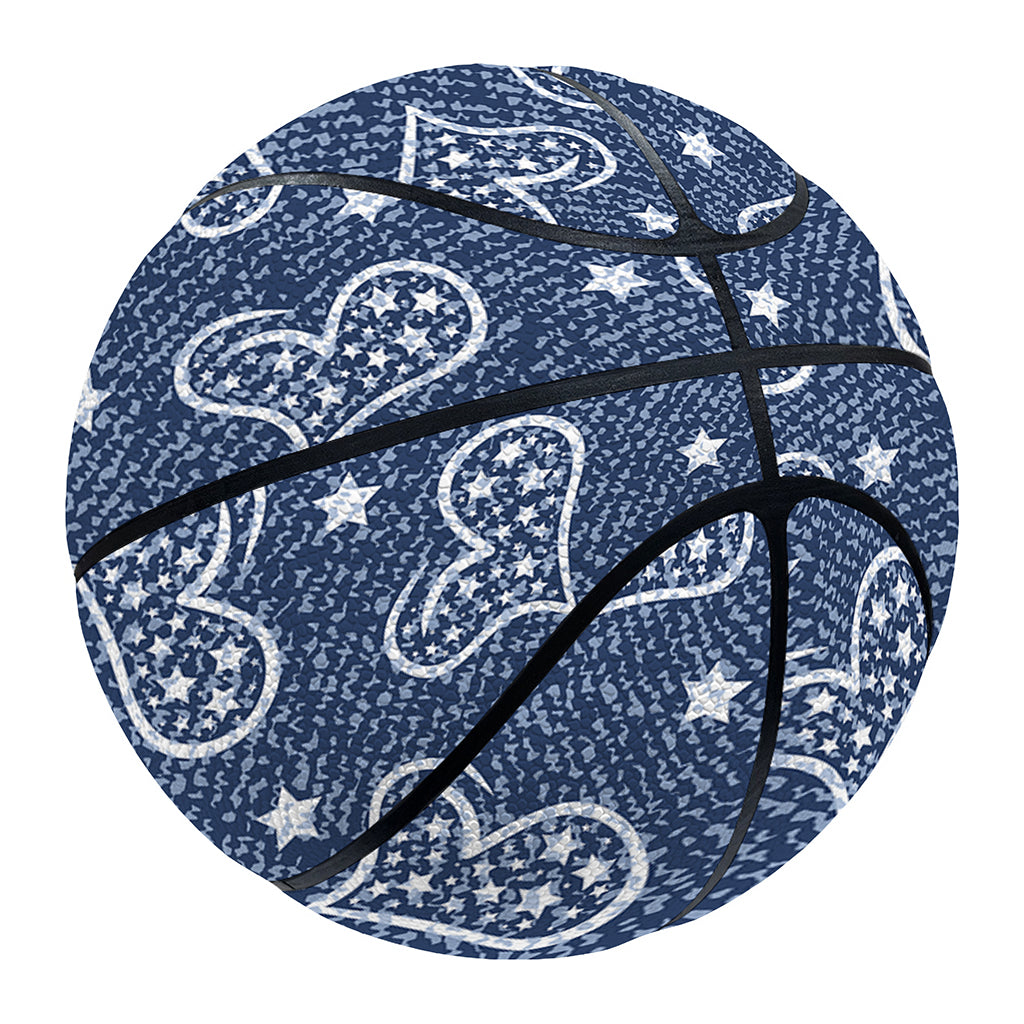 Heart And Star Denim Jeans Pattern Print Basketball