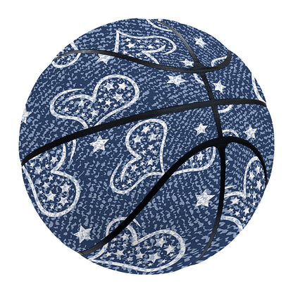 Heart And Star Denim Jeans Pattern Print Basketball