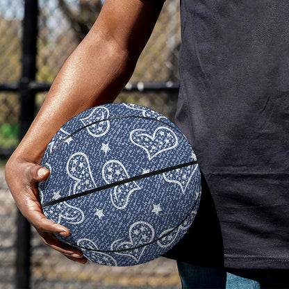Heart And Star Denim Jeans Pattern Print Basketball