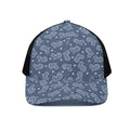 Heart And Star Denim Jeans Pattern Print Black Mesh Trucker Hat