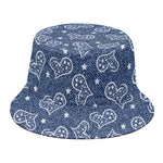 Heart And Star Denim Jeans Pattern Print Bucket Hat