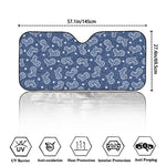 Heart And Star Denim Jeans Pattern Print Car Windshield Sun Shade