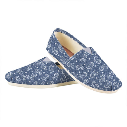 Heart And Star Denim Jeans Pattern Print Casual Shoes