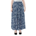 Heart And Star Denim Jeans Pattern Print Chiffon Maxi Skirt