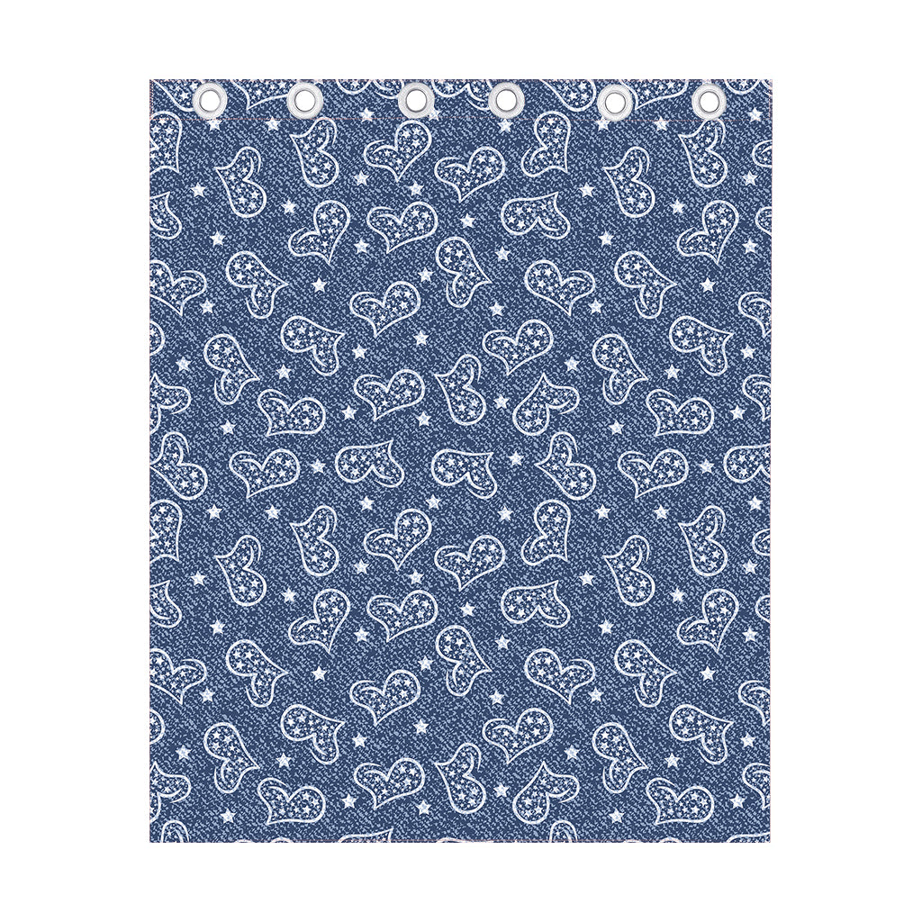 Heart And Star Denim Jeans Pattern Print Curtain