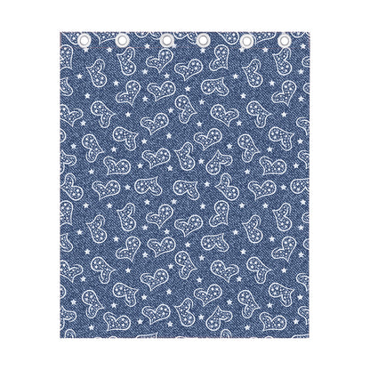 Heart And Star Denim Jeans Pattern Print Curtain