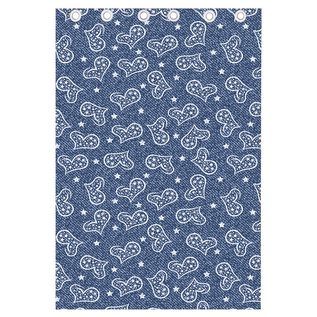 Heart And Star Denim Jeans Pattern Print Curtain