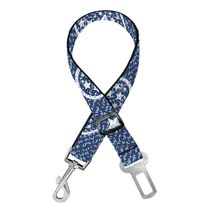 Heart And Star Denim Jeans Pattern Print Dog Seat Belt