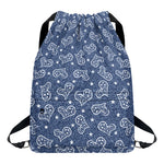 Heart And Star Denim Jeans Pattern Print Drawstring Backpack