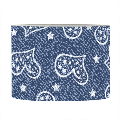 Heart And Star Denim Jeans Pattern Print Drum Lamp Shade
