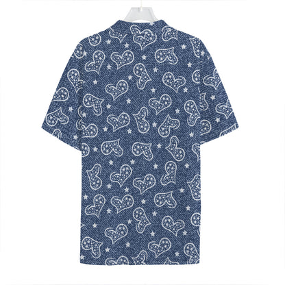 Heart And Star Denim Jeans Pattern Print Hawaiian Shirt