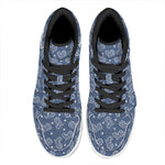 Heart And Star Denim Jeans Pattern Print High Top Leather Sneakers