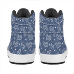 Heart And Star Denim Jeans Pattern Print High Top Leather Sneakers