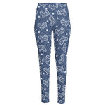 Heart And Star Denim Jeans Pattern Print High-Waisted Pocket Leggings