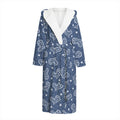 Heart And Star Denim Jeans Pattern Print Hooded Bathrobe