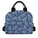 Heart And Star Denim Jeans Pattern Print Insulated Lunch Bag