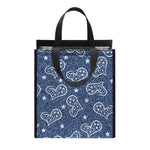 Heart And Star Denim Jeans Pattern Print Insulated Lunch Tote