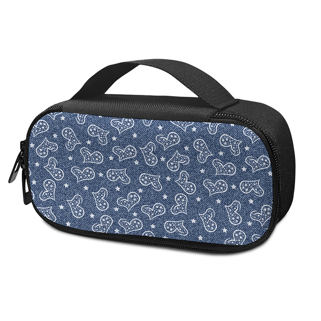 Heart And Star Denim Jeans Pattern Print Insulin Cooler Travel Case