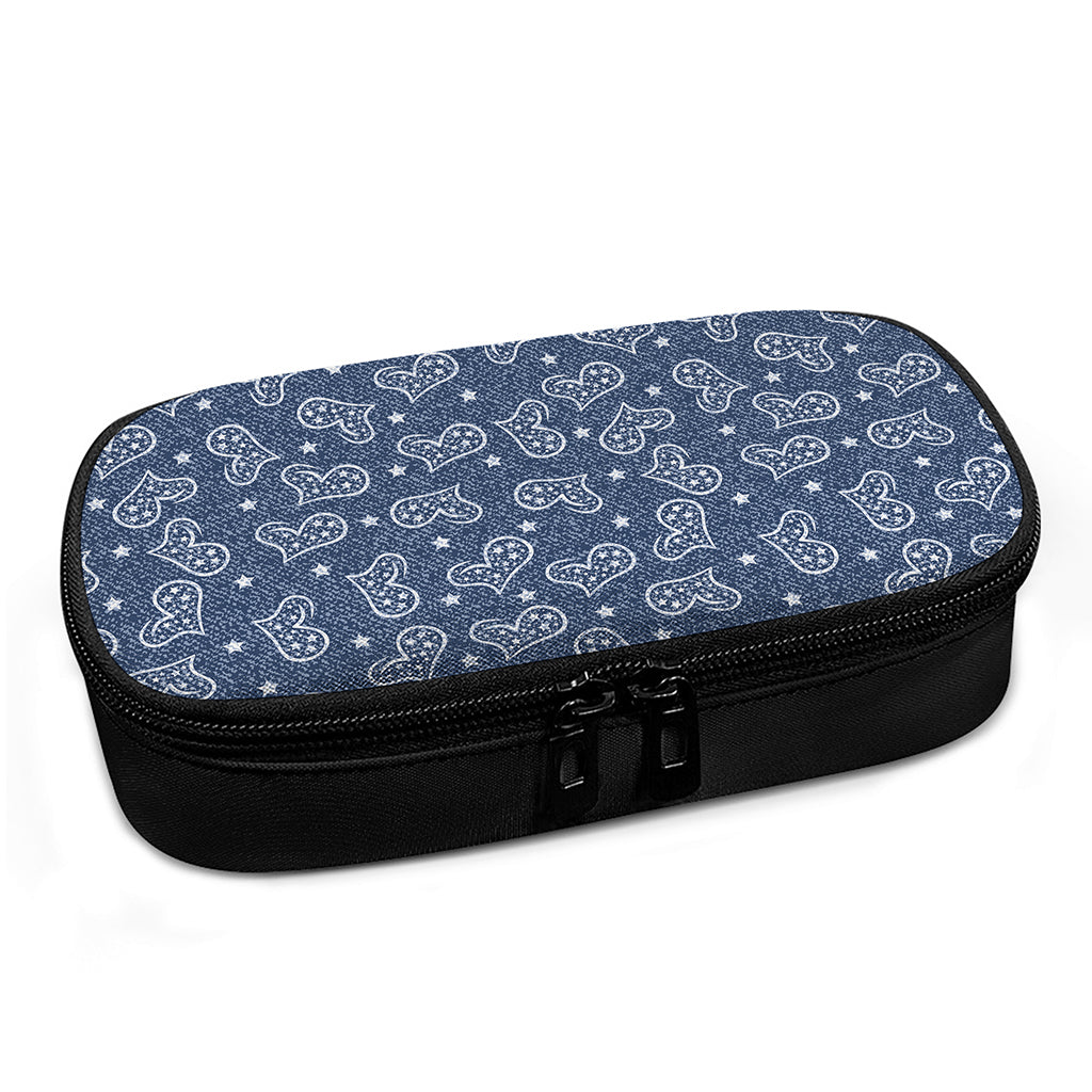 Heart And Star Denim Jeans Pattern Print Insulin Cooler Travel Case