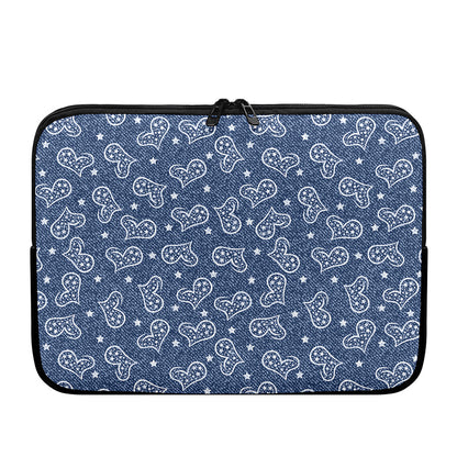 Heart And Star Denim Jeans Pattern Print Laptop Sleeve
