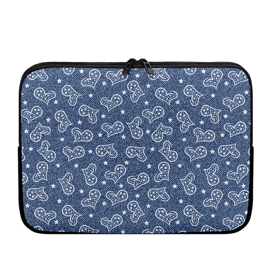 Heart And Star Denim Jeans Pattern Print Laptop Sleeve