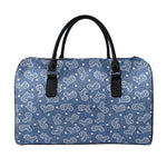 Heart And Star Denim Jeans Pattern Print Leather Duffle Bag