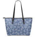 Heart And Star Denim Jeans Pattern Print Leather Tote Bag With Zipper
