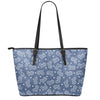 Heart And Star Denim Jeans Pattern Print Leather Tote Bag