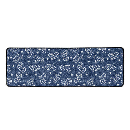 Heart And Star Denim Jeans Pattern Print Long Kitchen Mat