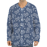 Heart And Star Denim Jeans Pattern Print Long Sleeve Baseball Jersey