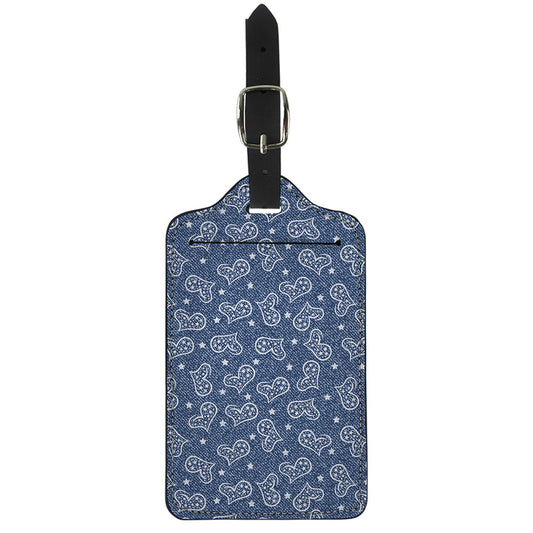 Heart And Star Denim Jeans Pattern Print Luggage Tag