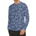 Heart And Star Denim Jeans Pattern Print Men's Long Sleeve Rash Guard