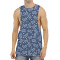 Heart And Star Denim Jeans Pattern Print Men's Muscle Tank Top