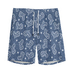 Heart And Star Denim Jeans Pattern Print Men's Sports Shorts
