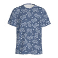 Heart And Star Denim Jeans Pattern Print Men's Athletic T-Shirt