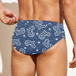 Heart And Star Denim Jeans Pattern Print Men's Swim Briefs