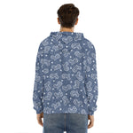 Heart And Star Denim Jeans Pattern Print Men's Velvet Pullover Hoodie