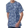 Heart And Star Denim Jeans Pattern Print Men's Velvet T-Shirt