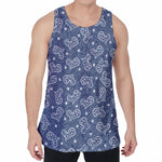 Heart And Star Denim Jeans Pattern Print Men's Velvet Tank Top