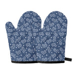 Heart And Star Denim Jeans Pattern Print Oven Mitts