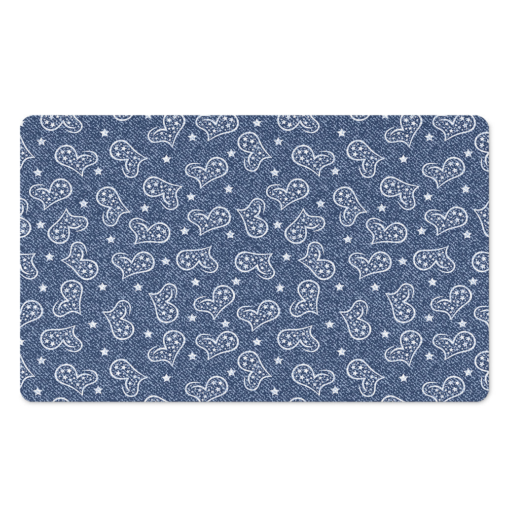 Heart And Star Denim Jeans Pattern Print Polyester Doormat
