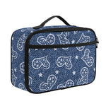 Heart And Star Denim Jeans Pattern Print Portable Lunch Bag